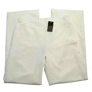 NWT J Jill Women's Size 8 Ivory Wide Leg Trouser Dress Pants Stretch Comfort